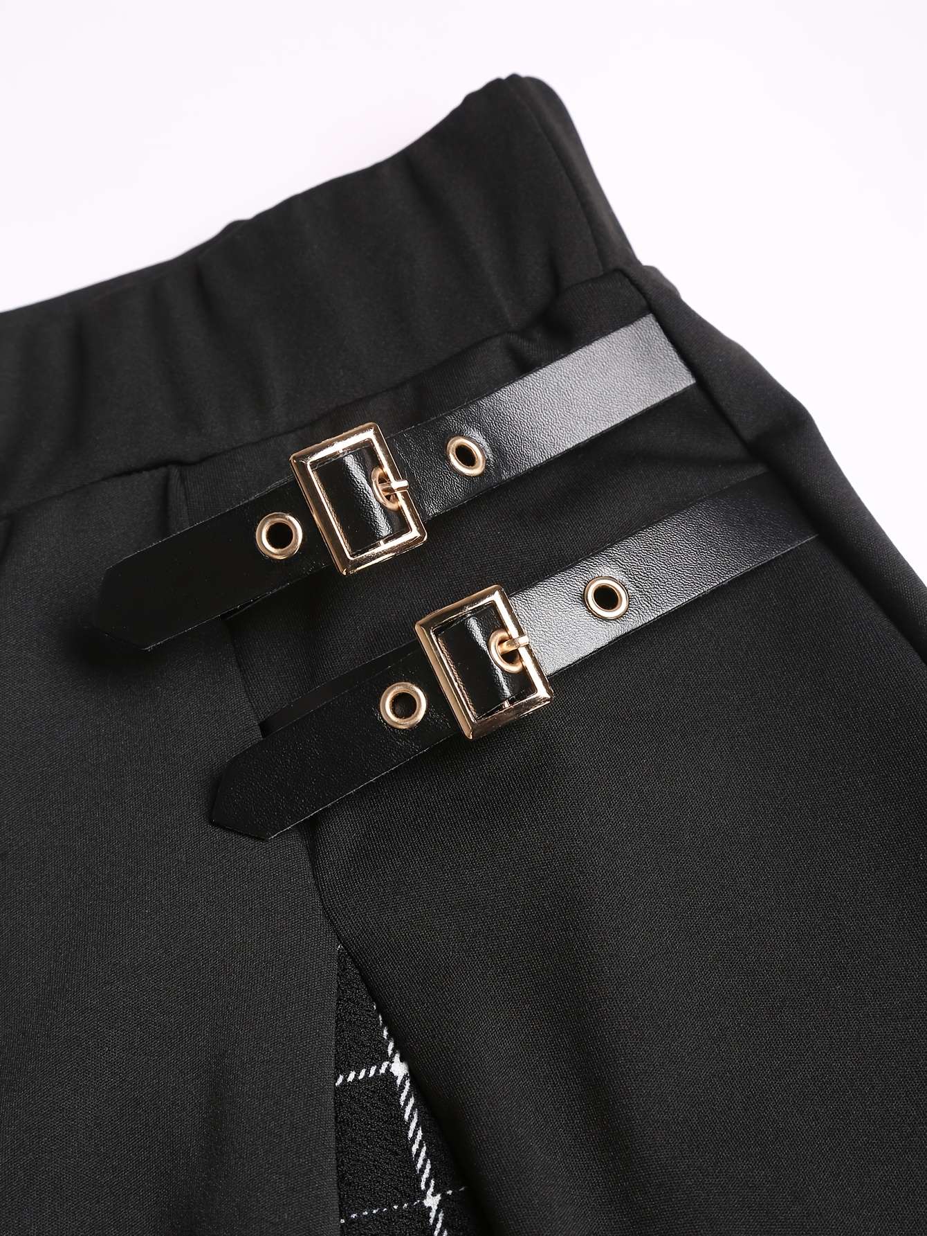 2025 European and American fashion summer new large size girls Gothic mini skirt high waist plaid A-line