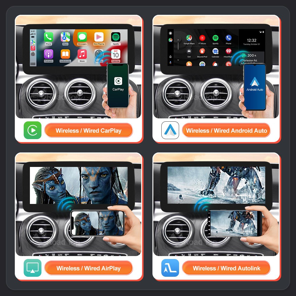 Tela multimídia Linux CarPlay sem fio Android Auto para Mercedes-Benz W205 W176 GLC A C Classe V W447 CLA GLA 2015-2018 NTG5.0