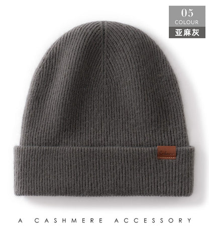 New Autumn Winter 100% Cashmere Hat Knitted Mountaineering Wool Hat Outdoor Skiing Double Layer Men and Women Thickened Warm