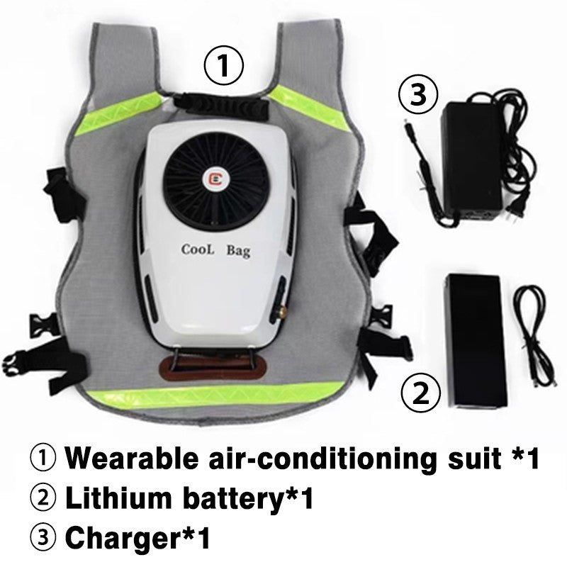 Colete de Ar Condicionado Recarregável Roupa de Refrigeração com Bateria de 9600mAh para Clima Quente com Bolsos Jaqueta para Trabalhar no Calor