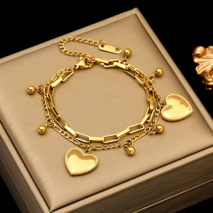 EILIECK Pulseira Feminina de Aço Inoxidável 316L Dourada com Estrela-do-mar, Lua e Estrela, Joia da Moda, Presente para Festa