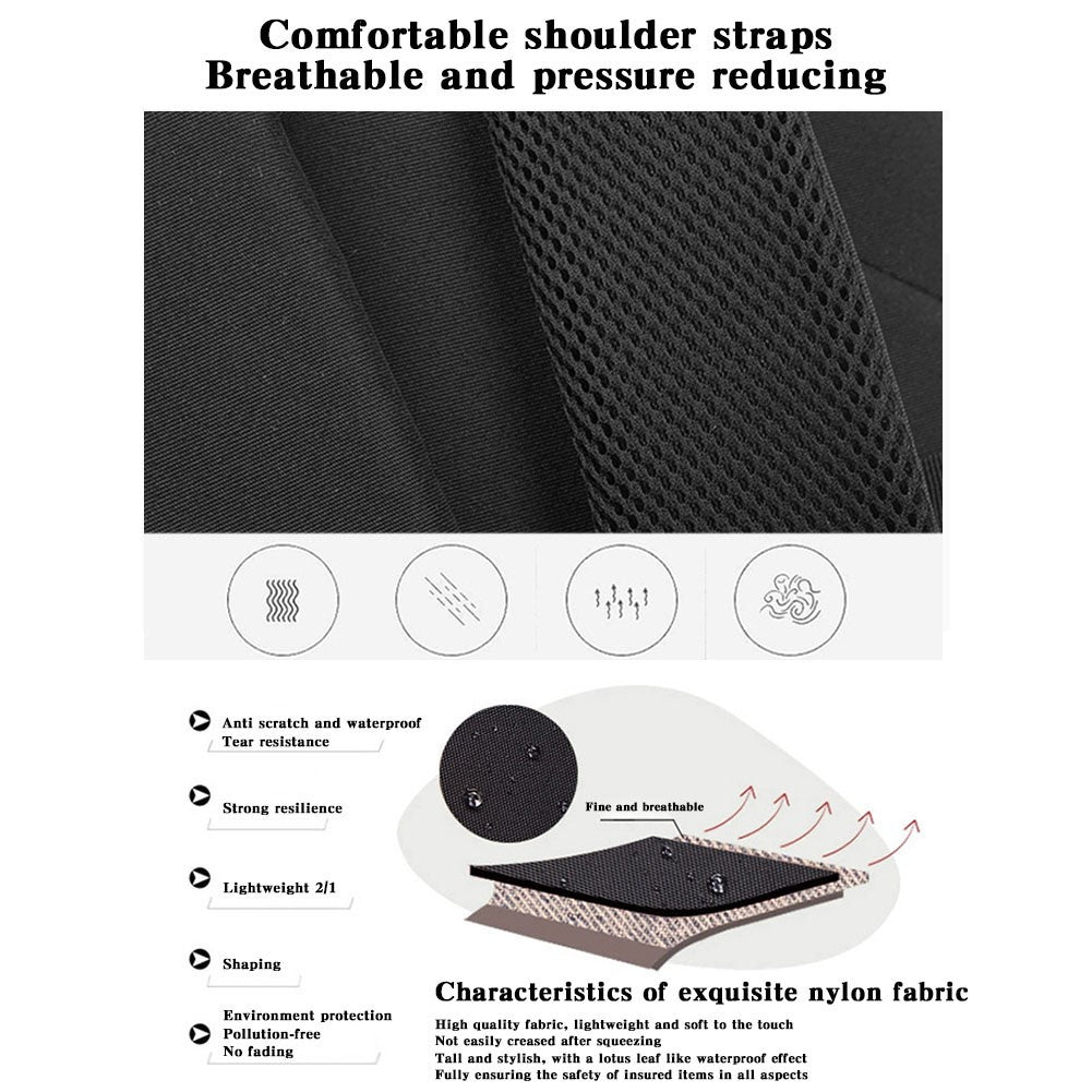 Mochila Masculina Casual Portátil Grande Capacidade com Zíper, Senha Segura, Impermeável, Porta USB para Carregamento e Compartimento para Laptop