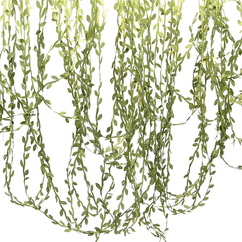 10/20M Silk Leaf-Shaped Handmake Artificial Green Leaves Faux Vines Bathroom Decorative Diy Wreath Accessories Home Decoreation