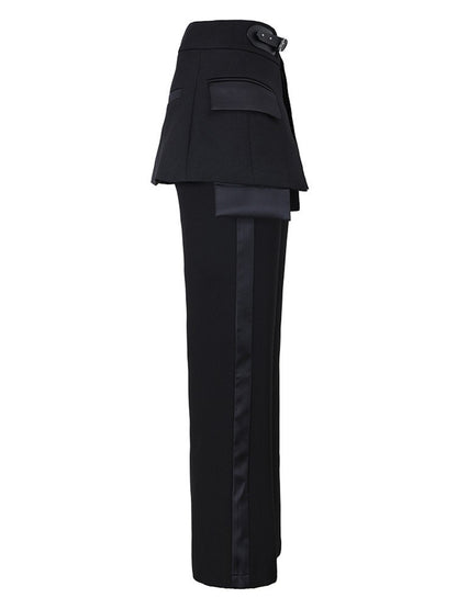 [Vibe] Black Irregular Pants High Waist Leather Long Wide Leg New Loose Fit Trousers Women Fashion Spring Autumn 2025