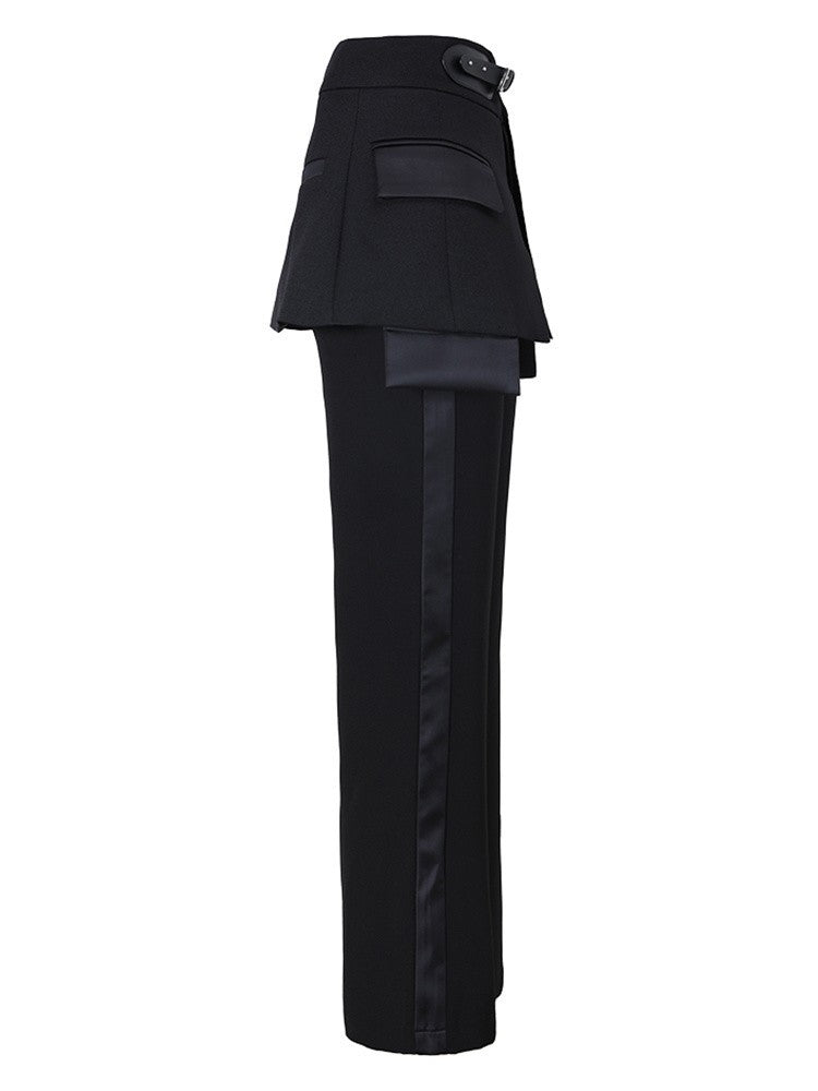 [Vibe] Black Irregular Pants High Waist Leather Long Wide Leg New Loose Fit Trousers Women Fashion Spring Autumn 2025