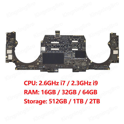 Placa-mãe Original A2141 i7 i9 16 GB 32 GB para MacBook Pro 16" A2141 Placa Lógica com Touch ID 2019 820-01700-A