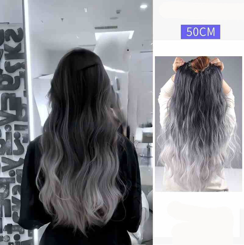 Extensões de Cabelo Sintético em V de uma Peça com 4 Clips Cabelo Liso Longo Peruca Cor 50CM Cabelo Falso Natural