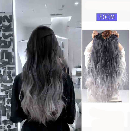 Extensões de Cabelo Sintético em V de uma Peça com 4 Clips Cabelo Liso Longo Peruca Cor 50CM Cabelo Falso Natural
