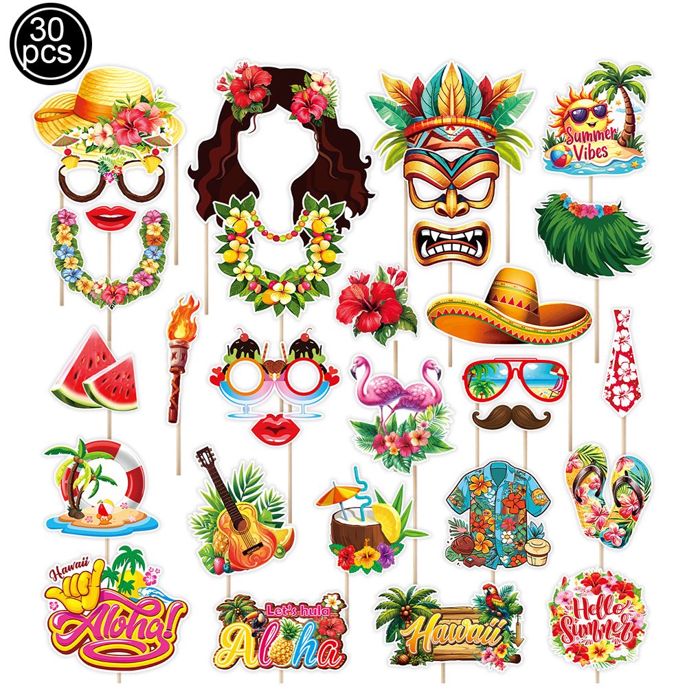 9pcs Hawaii Themed Party Wine Bottle Stickers Pink Flamingo Pineapple Stickers Summer Beach Party Supplies Decoration 4.02×5inch