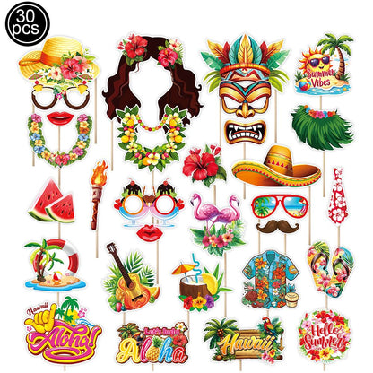 9pcs Hawaii Themed Party Wine Bottle Stickers Pink Flamingo Pineapple Stickers Summer Beach Party Supplies Decoration 4.02×5inch