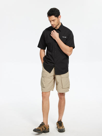 Men's UPF 50+ Short Sleeve Sun Protection Fishing Shirts, Rashguard Casual Button Down Fishing Hiking Shirt with Breathable Mesh