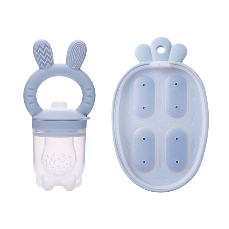 Silicone Baby Fruit Feeder With Cover Fruit Vegetable Food Supplement Bite Soother Nibbler Feeding Tableware Teething Pacifier