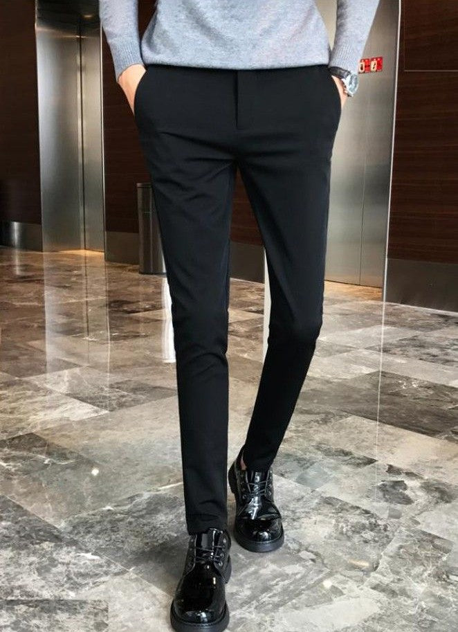 Fluid Tressed Man Suits Pants Black Office Slim Fit Trousers for Men Work Draped Clothes Offer Chinese Homme Spring Thin Casual