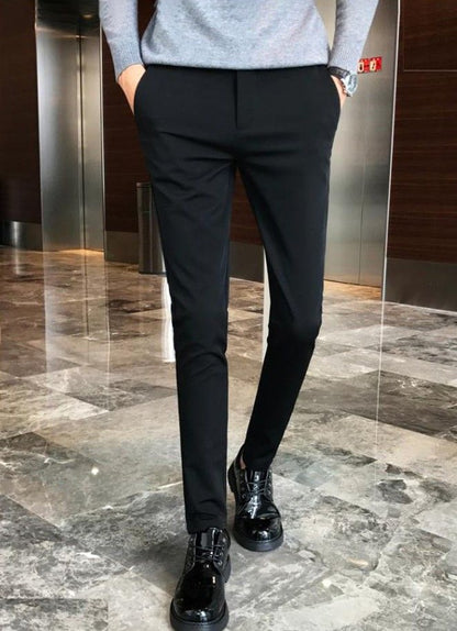 Fluid Tressed Man Suits Pants Black Office Slim Fit Trousers for Men Work Draped Clothes Offer Chinese Homme Spring Thin Casual
