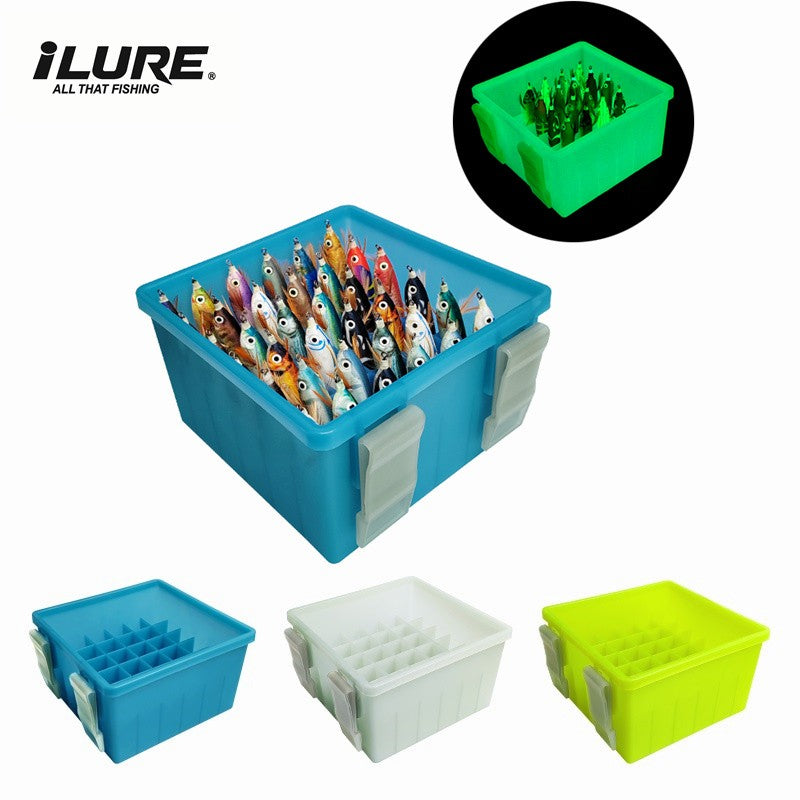 Nova Caixa de Pesca Luminosa de Plástico com 36 Compartimentos, Caixa de Armazenamento para Iscas Rígidas, Organizador de Polvo Webfoot Egi, Recipiente para Iscas de Lula