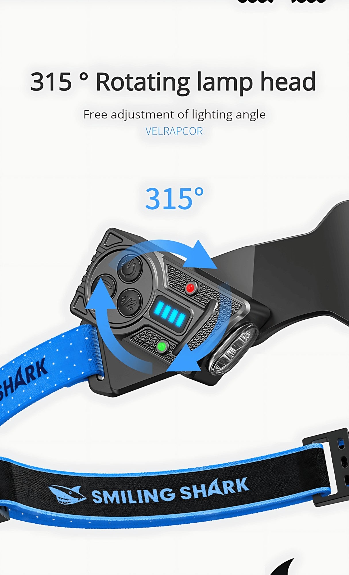 Wave Sensor Headlamp 2400mAh USB Charging Head Light 6 Modes with 315° Rotatable Side Lights For Fishing Outdoor Riding Camping