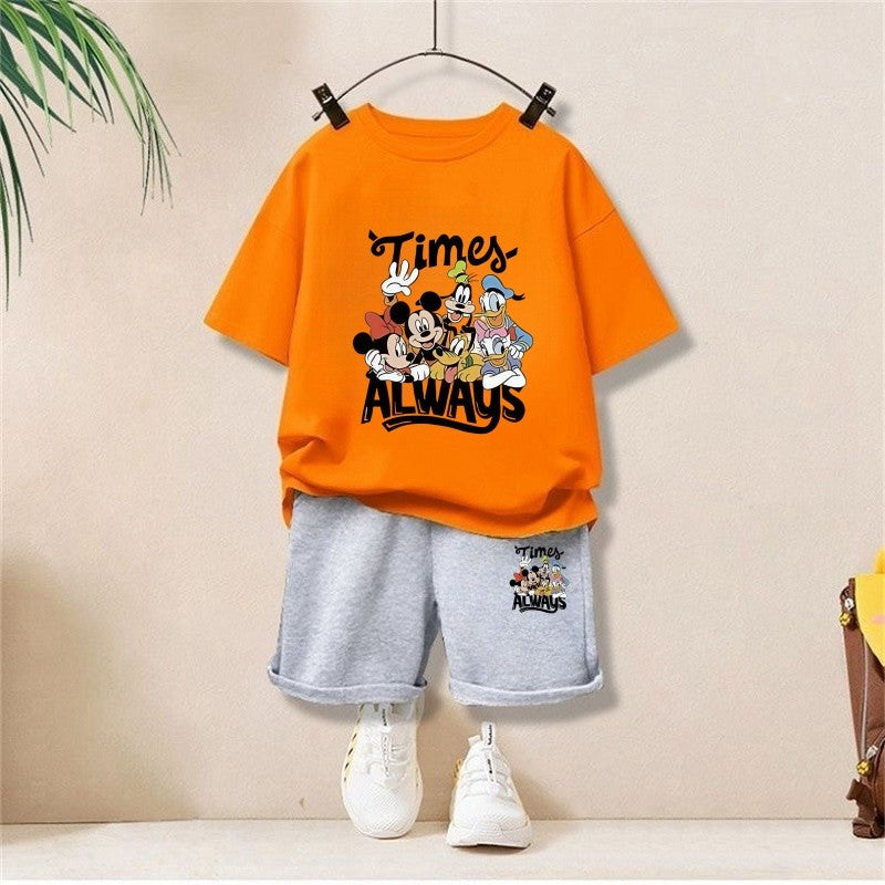 Autumn Baby Girl Boy Clothes Set Children Disney Family Printing Sweatshirt Top and Pants Bottom 2Pcs Suit Kid Cotton Tracksuit