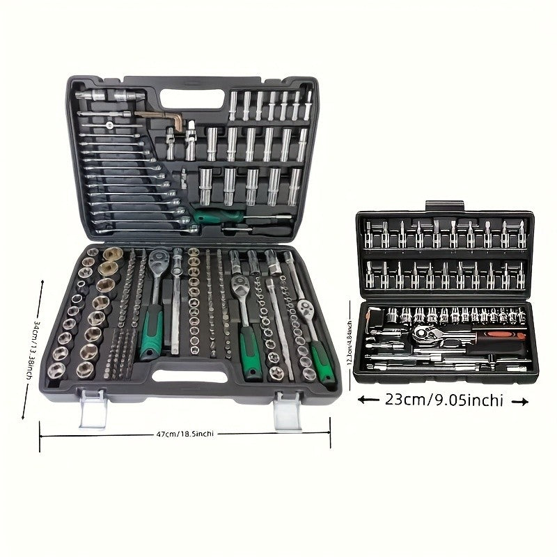 216-Piece Professional Socket Set - 1/2" 3/8" 1/4" Drive SAE & Metric, 72-Tooth Ratchet for Automotive & Home Repair