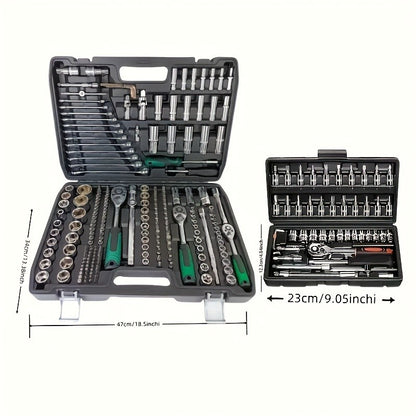 216-Piece Professional Socket Set - 1/2" 3/8" 1/4" Drive SAE & Metric, 72-Tooth Ratchet for Automotive & Home Repair
