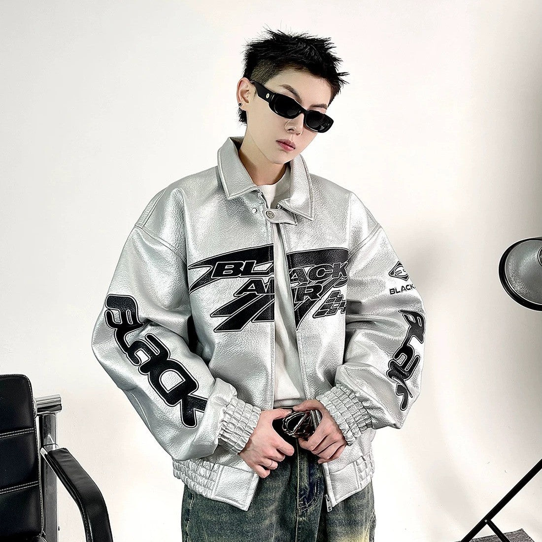 New Motorcycle Leather Jacket Men Bomber Pilot Retro Loose Pu Short Coat Fashion Casual Streetwear Multi Pocket Trend Outwear