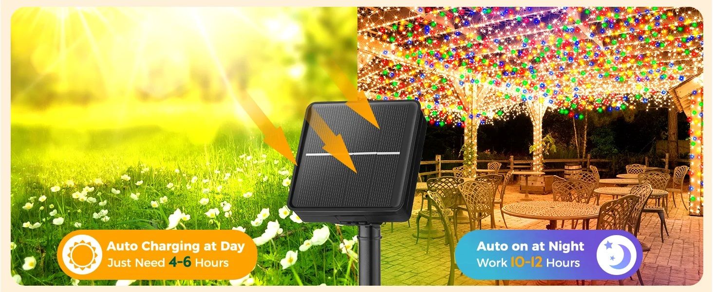 Large Solar Panel Fast Charge Lamp Outdoor Solar String Fairy Light Waterproof Garland String Lights For Christmas Party Garden