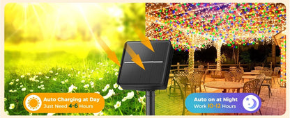 Large Solar Panel Fast Charge Lamp Outdoor Solar String Fairy Light Waterproof Garland String Lights For Christmas Party Garden