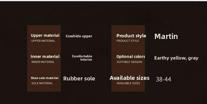 New Men's Casual High-top Boots, Anti-slip and Wear-resistant Thick-soled Height-increasing Shoes, Street Retro Work Boots