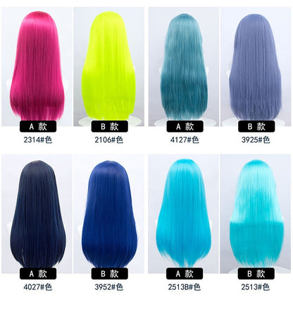 ?HSIU Brand?26 Colors 60cm Long Straight Hair Pink Gray  White purple Black pink Fiber synthetic wig + Free brand wig net