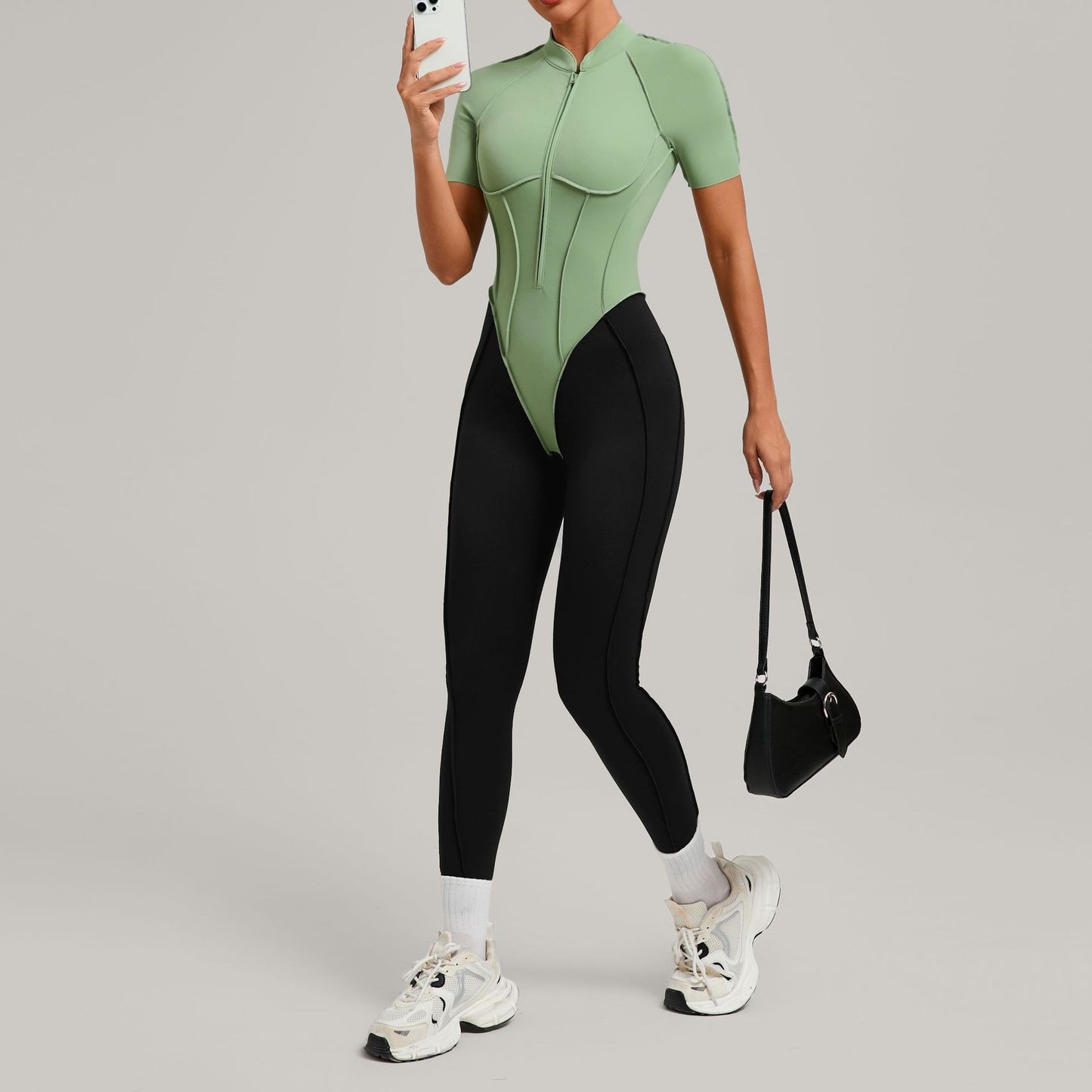 Women's New Yoga Jumpsuits with Contrasting Splicing Beauty Back Slim Fit One-piece Workout Gym Outdoor Sports Fitness Bodysuits