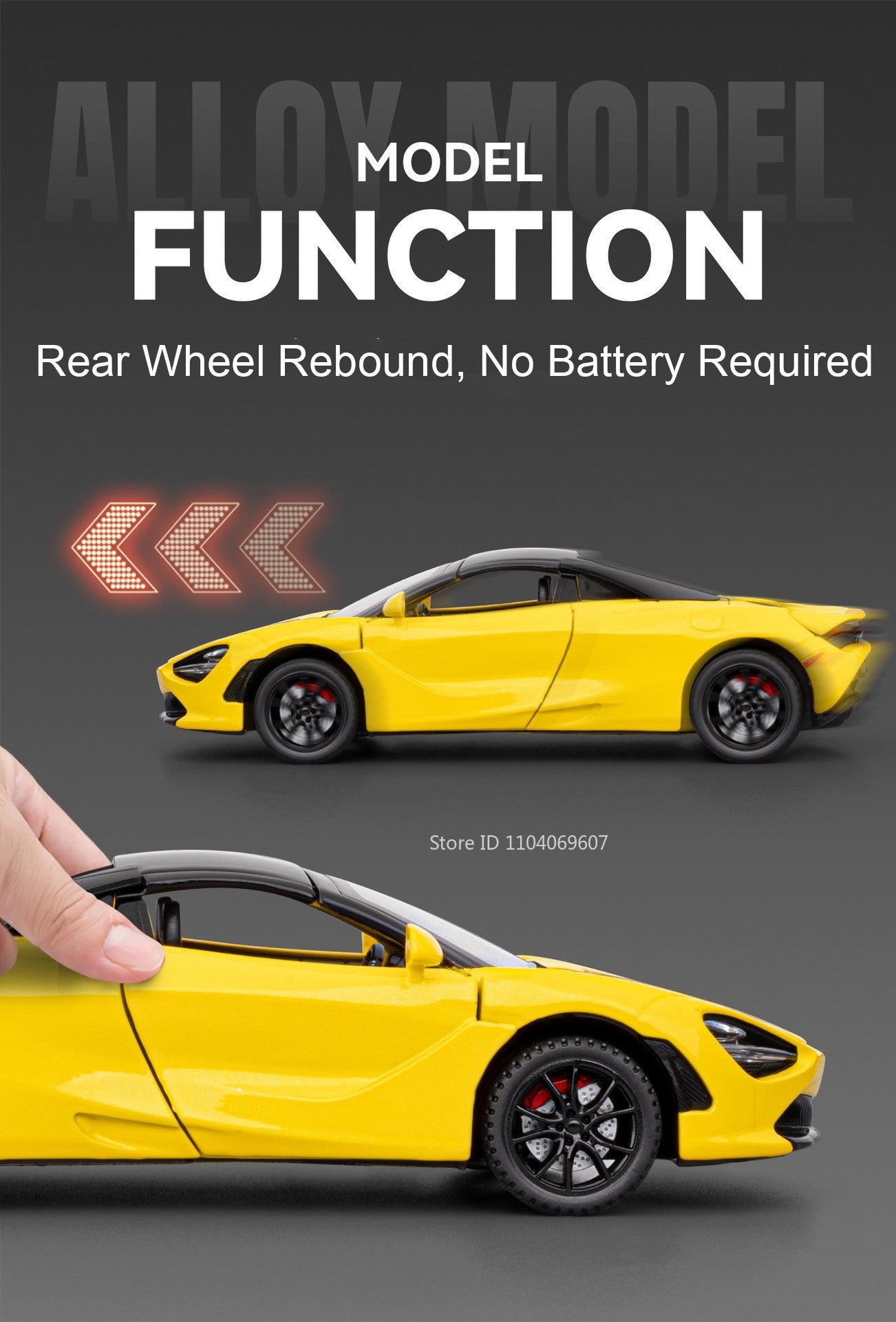 1:32 720S F1 Modelo Miniatura Carros Esportivos Liga Fundida Ornamento Supercarros Som Luz Portas Abertas Puxar Para Trás Presentes Infantis