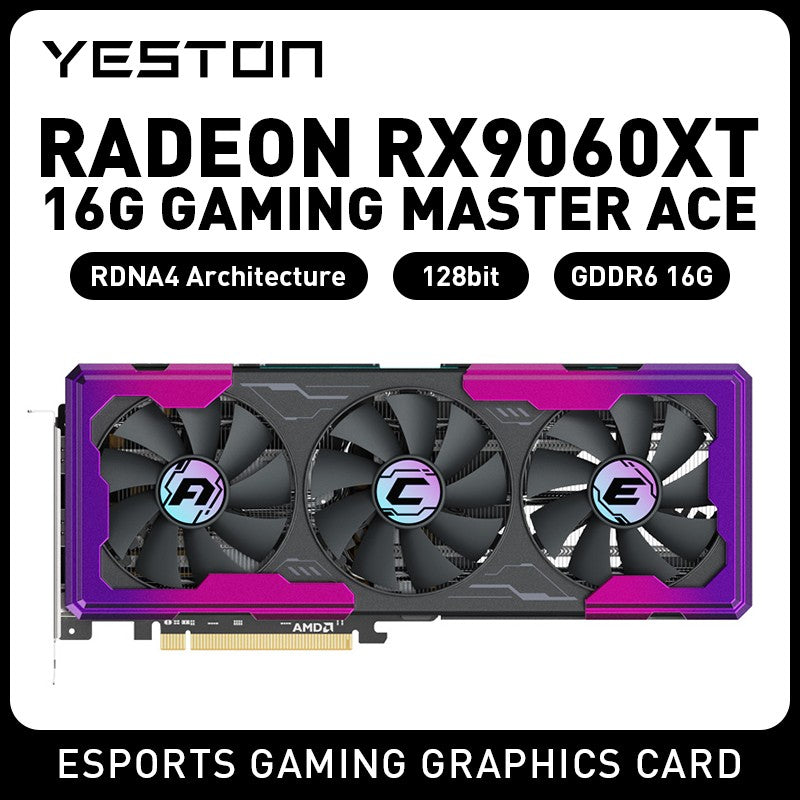 ?Yeston GAME ACE RX 9060 XT 16GB GDDR6 - Barramento de 256 bits, DP 2.1a/HDMI 2.1b, Design Cyberpunk? Placa de Vídeo