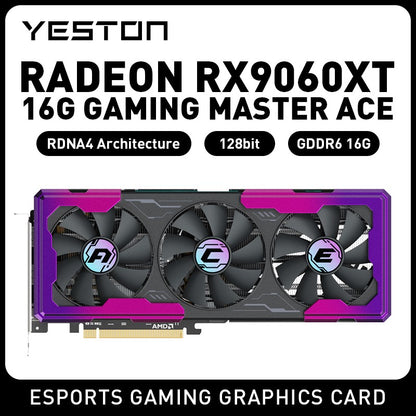 ?Yeston GAME ACE RX 9060 XT 16GB GDDR6 - Barramento de 256 bits, DP 2.1a/HDMI 2.1b, Design Cyberpunk? Placa de Vídeo