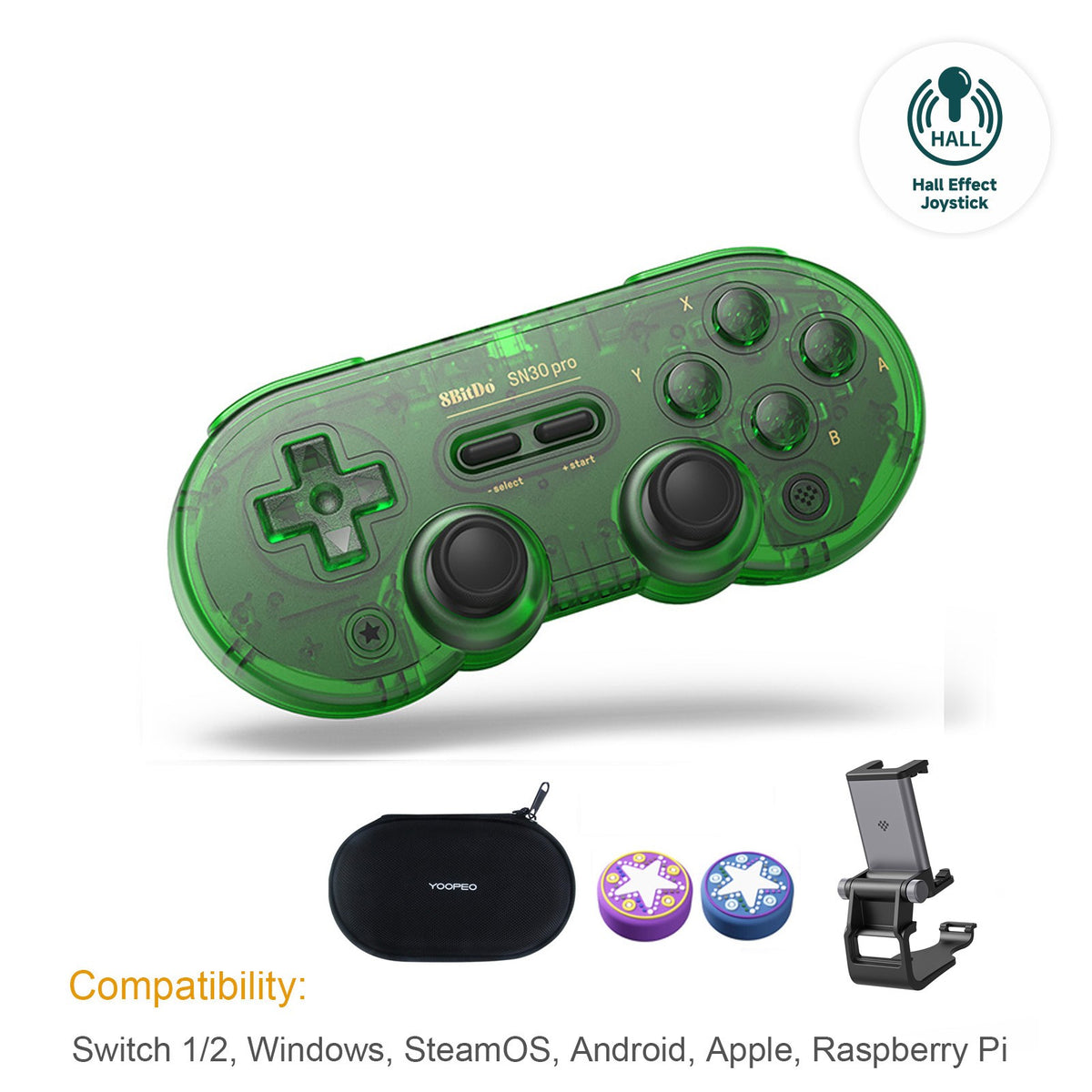 8Bitdo SN30 Pro Bluetooth Wireless Gaming Controller with Hall Effect for Switch 2 MacOS Android Raspberry Pi Windows Steam Deck