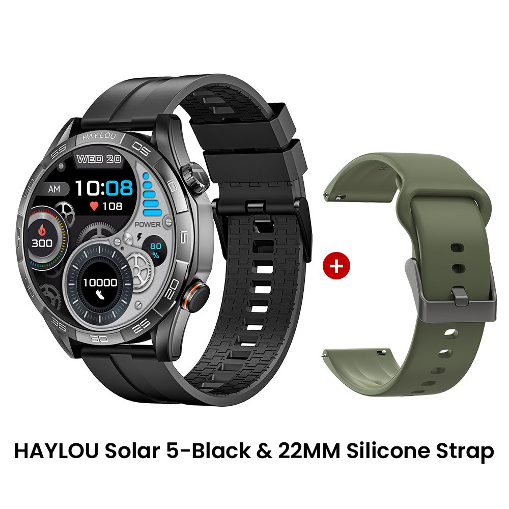 Smartwatch HAYLOU Solar 5 com Chamada de Voz, Tela AMOLED de 1,58'', 60Hz, Monitoramento de Saúde 24 Horas, Smartwatch Esportivo para Homens