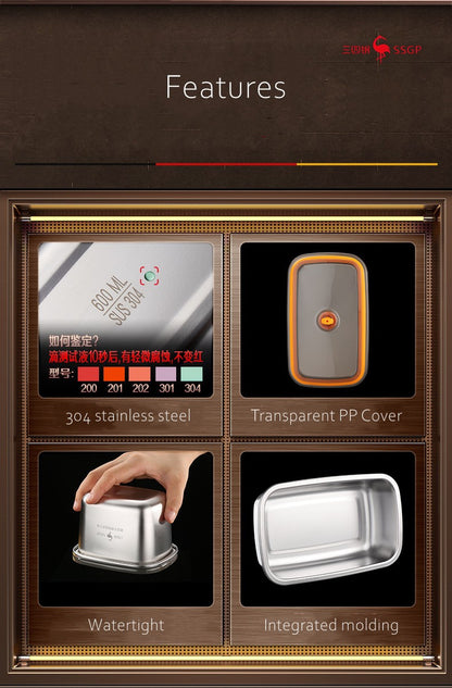 Luxury LFGB Certificated 304 Stainless Steel Crisper Silicone Sealing Edge Vacuum Container Air Exhaust Fresh-Keeping Food Box