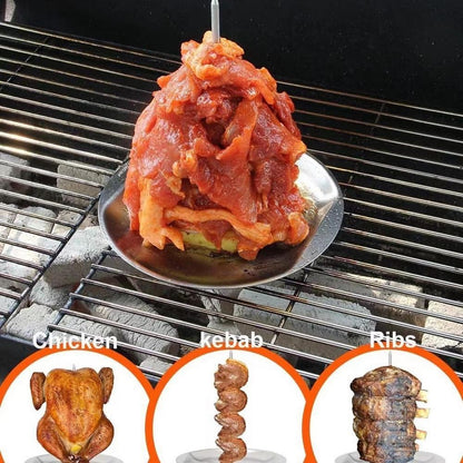 Vertical Tacos Al Pastor Skewer Stainless Steel Brazilian Barbecue Skewer Vertical Spit Stand Shawarma Kebabs Gyros BBQ Grilling