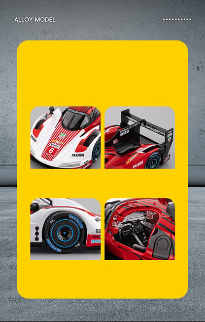 1:22 963 Corrida de Endurance de 24 Horas Modelo de Carro em Liga de Metal Diecast Carro Miniatura com Luz e Som Coleção Carro de Brinquedo para Crianças