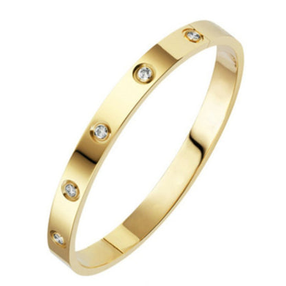 Bracelete Feminino de Aço Inoxidável 6mm 4mm Pulseira de Mão Feminina Joia da Moda Feminina Strass Designer Presente Aço Titânio