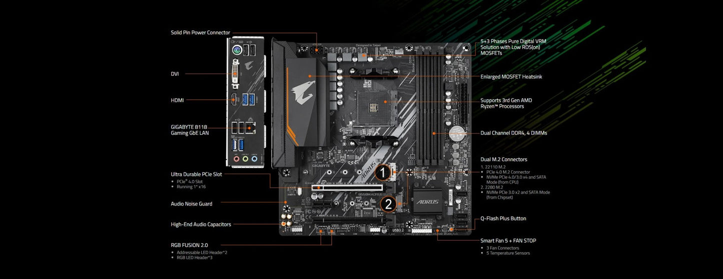 Placa-mãe GIGABYTE New B550M AORUS ELITE Micro-ATX AMD B550 Socket AM4