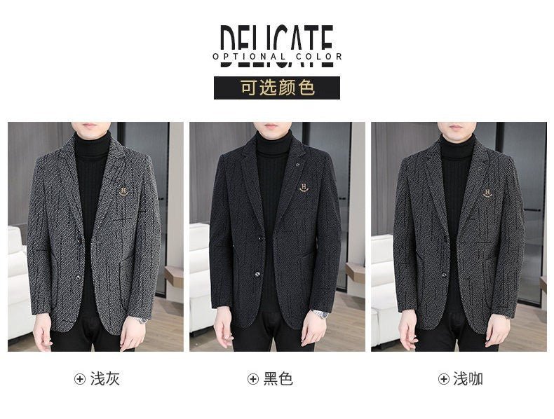 2026 Men's Striped Embroidered Casual Wool  blazer