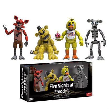 FNAF 4 pçs/conjunto Freddy Bonnie Chica Foxy Nightmare Balloon Boy Boneco Colecionável Modelo Vinil Brinquedo