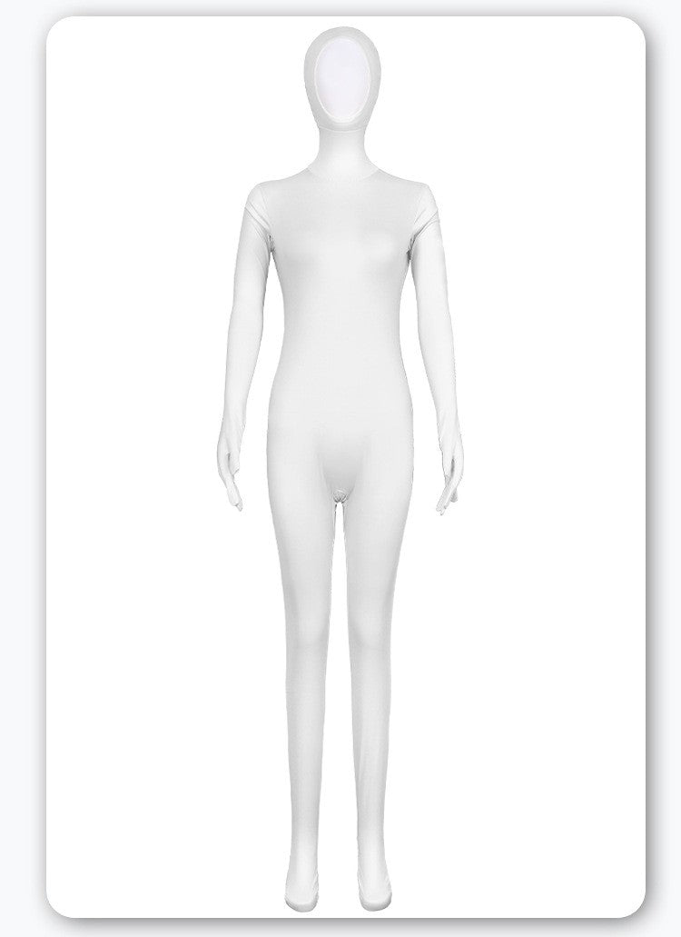 Open Split Orange Full Wrap Bodysuit Spandex Stretch Jumpsuit Adult Variety Show Halloween Cos and Body-fit Role Play Apparel