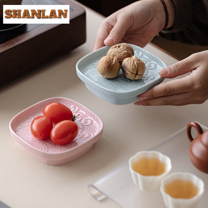 Sea Wave Little High Foot Fruit Dishes Handmade Pastry Plate Candy Bar Food Storage Tray Hospitality Dishes Cafes Ornaments Gift