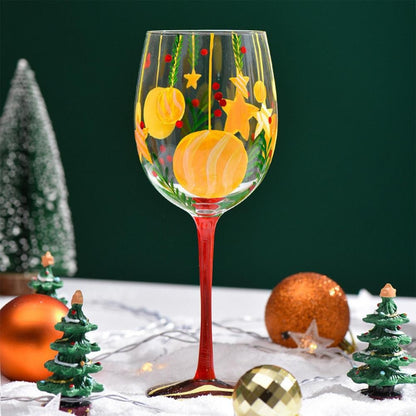 Taças de Vinho de Natal 450ml Papai Noel Árvore de Natal Pinhas Vinho Tinto Taças de Natal para Vinho Champanhe Suco