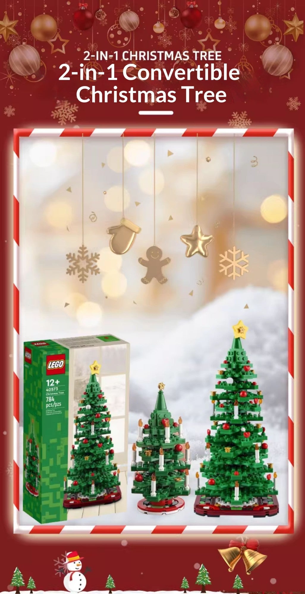 Lego 40573 Árvore de Natal 40611 O Ano do Dragão Brinquedos de montar quebra-cabeça infantil Presente de Natal
