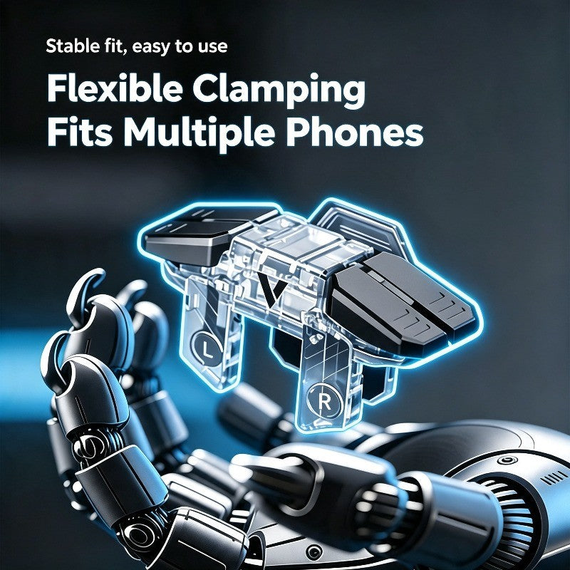 NEW Six Fingers Linkage Gamepad Mobile PUBG Game Trigger L1 R1 ABS Body Alloy Key Mechanical Buttons for 6.0-14.0mm Smart Phone