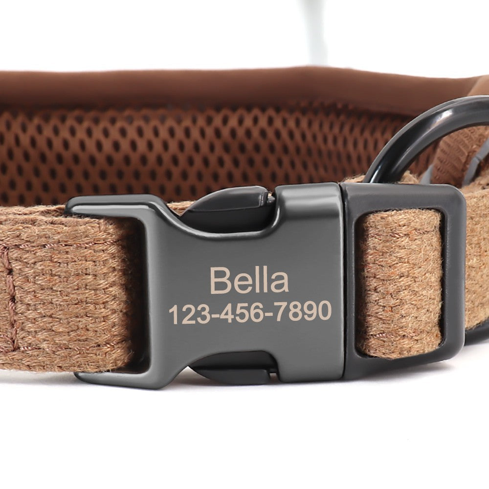 Coleira Personalizada Para Cães, Malha Respirável, Coleiras Refletivas, Colar Durável Para Animais de Estimação Pequenos, Médios e Grandes, Gravura Gratuita