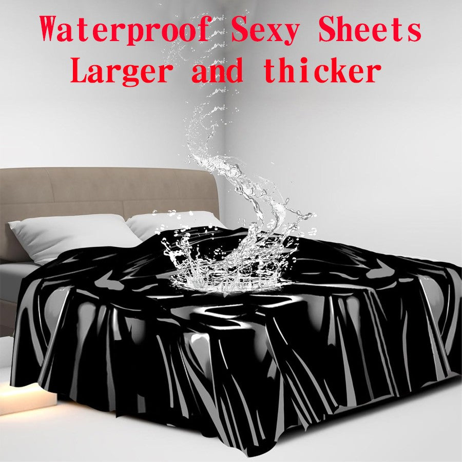 Waterproof Bed Sheet, Black Adult Washable Bedding Protection, Passion Sheets for Couples, Liquid Proof Fitted Mattress Cover