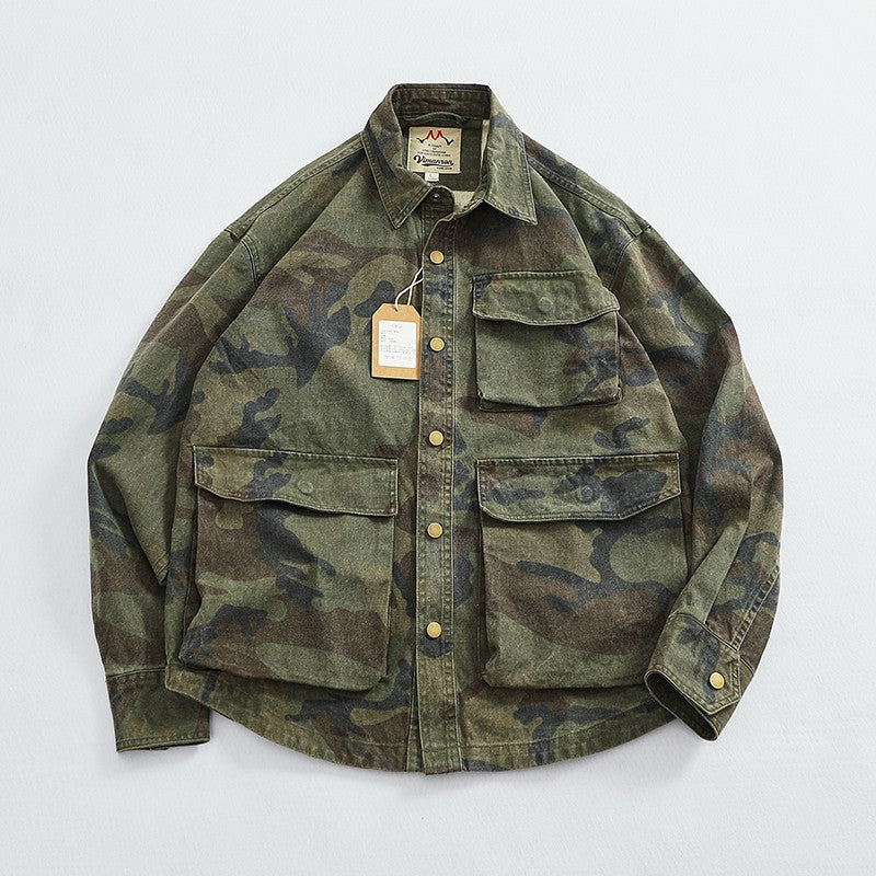Casual cargo shirt camouflage coat fall new men's coat large pocket function stylish outdoor jacket
