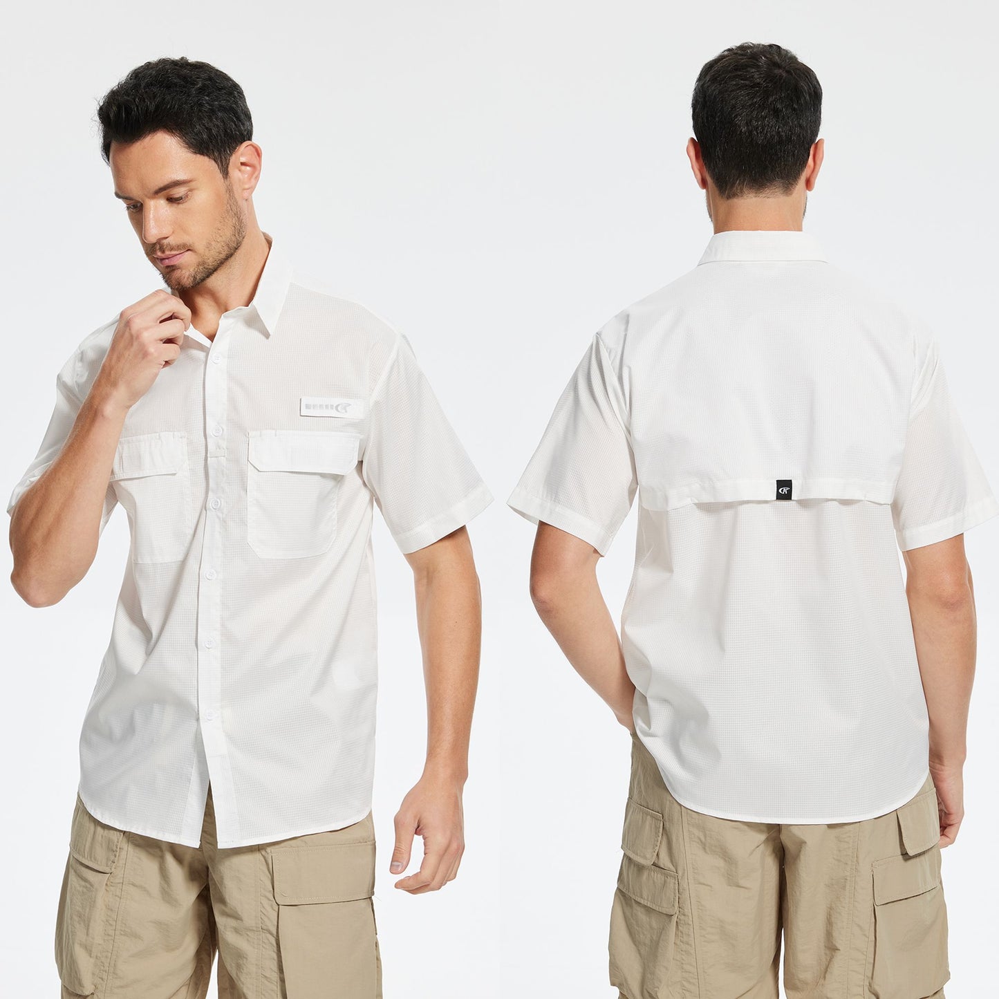 Men's UPF 50+ Short Sleeve Sun Protection Fishing Shirts, Rashguard Casual Button Down Fishing Hiking Shirt with Breathable Mesh